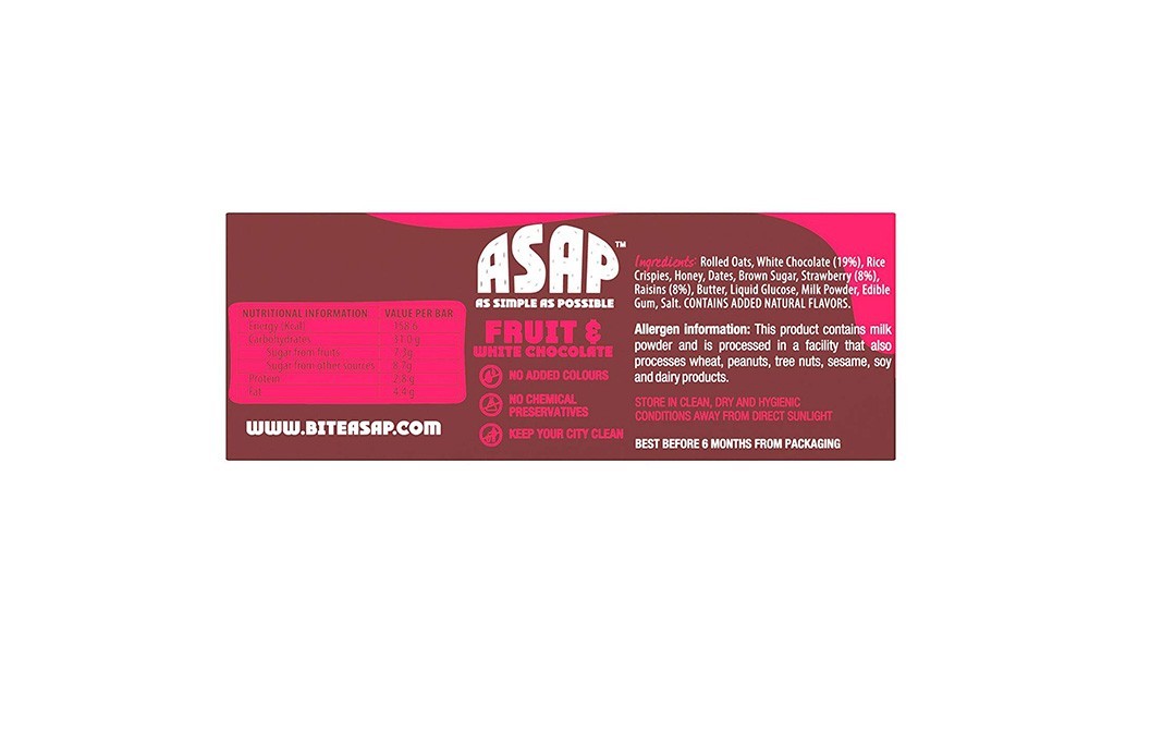 ASAP Fruits & White Chocolate Bars   Box  40 grams